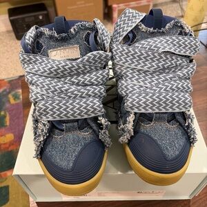 Lanvin Curb Sneaker Freyed Denim Sz 43 Mens Authenticated (Sz 10 US)